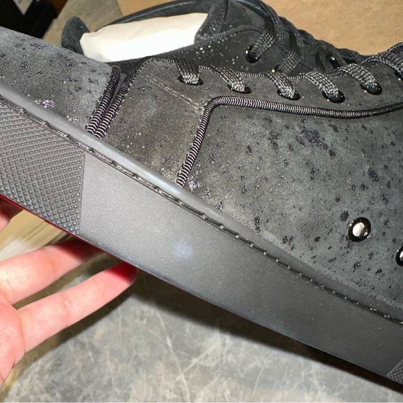 New Size 44 Christian Louboutin Louis Orlato Flat Sneakers Black Silver - Picture 9 of 14